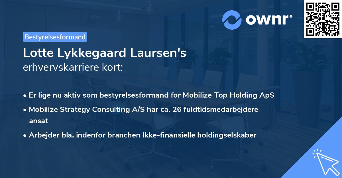 Lotte Lykkegaard Laursen's erhvervskarriere kort