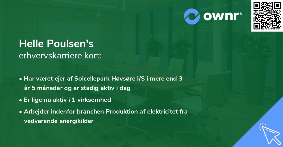 Helle Poulsen's erhvervskarriere kort