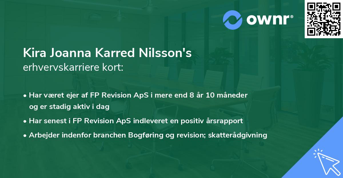 Kira Joanna Karred Nilsson's erhvervskarriere kort