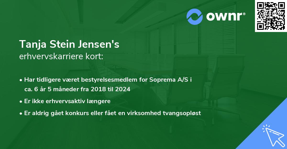 Tanja Stein Jensen's erhvervskarriere kort