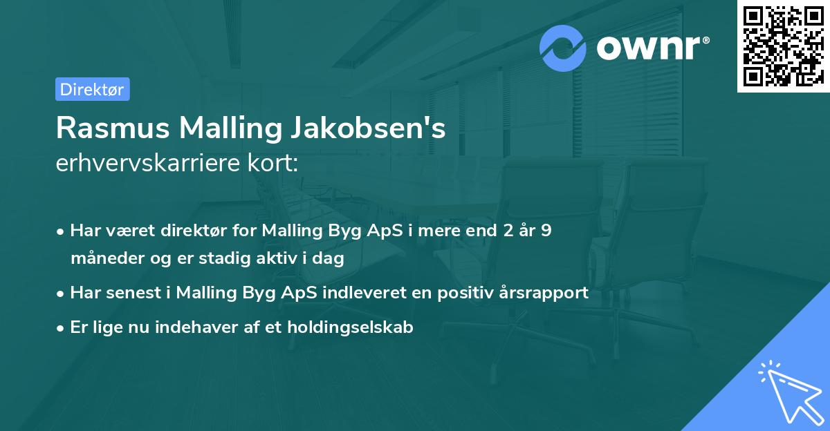 Rasmus Malling Jakobsen's erhvervskarriere kort