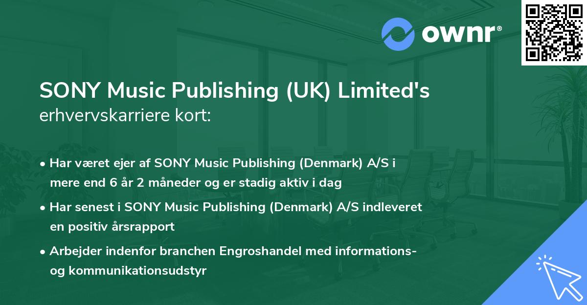 SONY Music Publishing (UK) Limited's erhvervskarriere kort