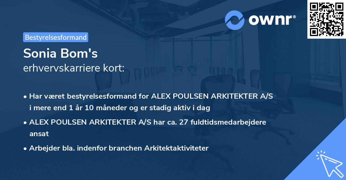 Sonia Bom's erhvervskarriere kort
