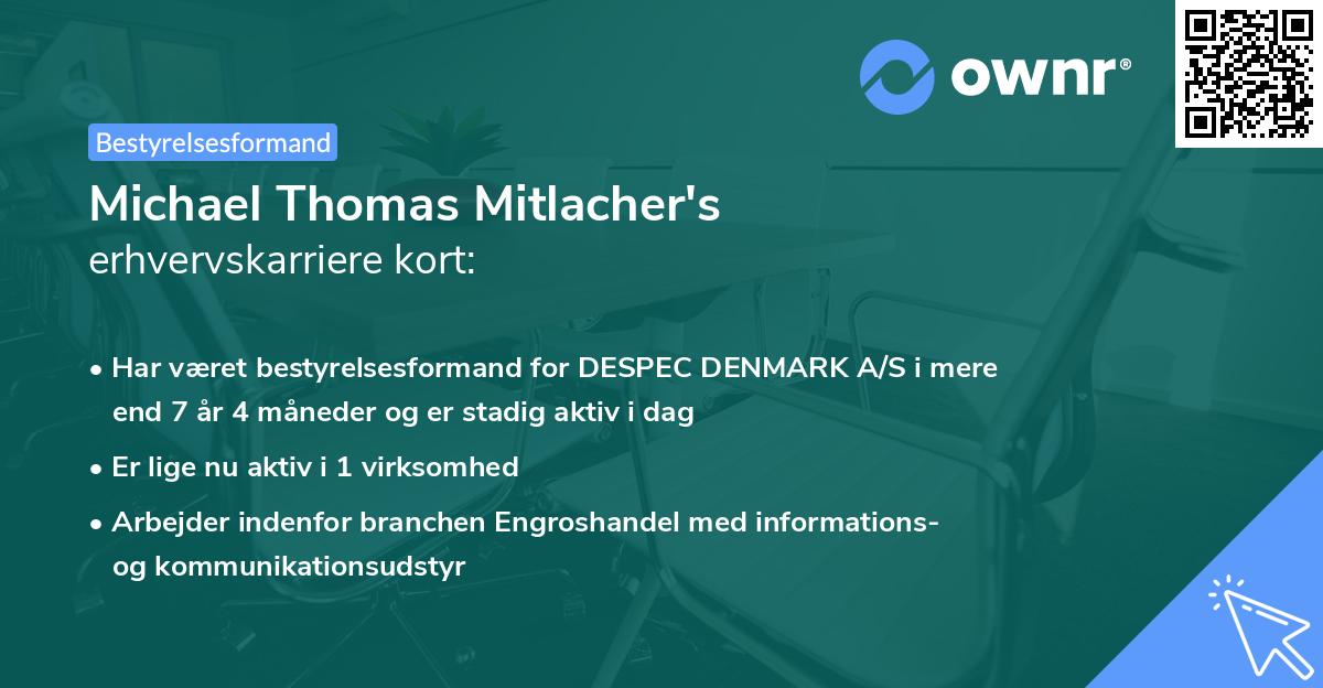 Michael Thomas Mitlacher's erhvervskarriere kort