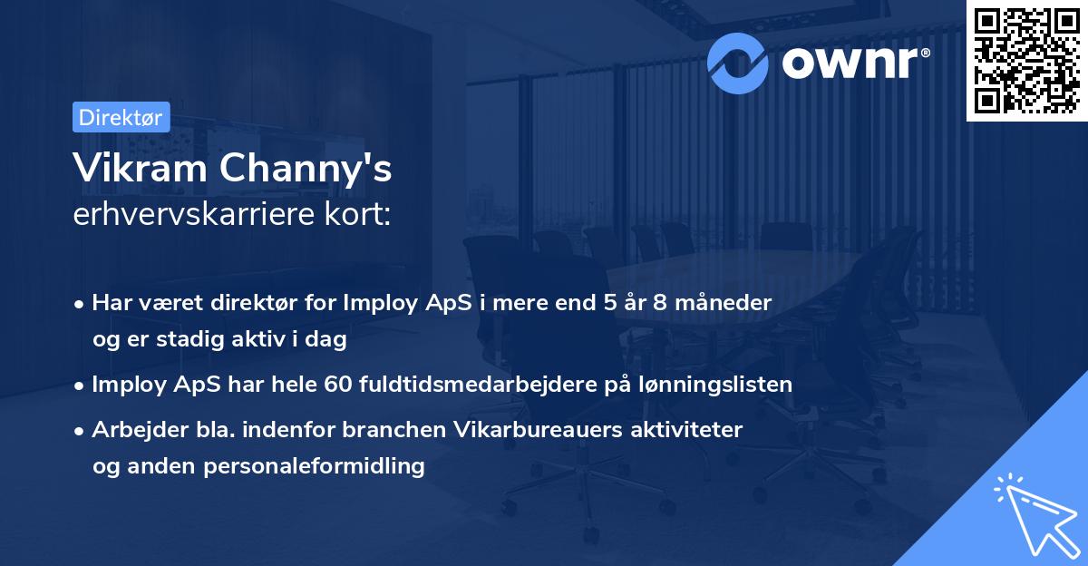 Vikram Channy's erhvervskarriere kort