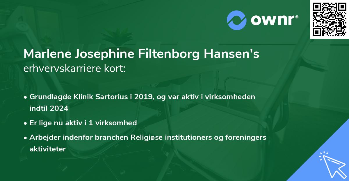 Marlene Josephine Filtenborg Hansen's erhvervskarriere kort