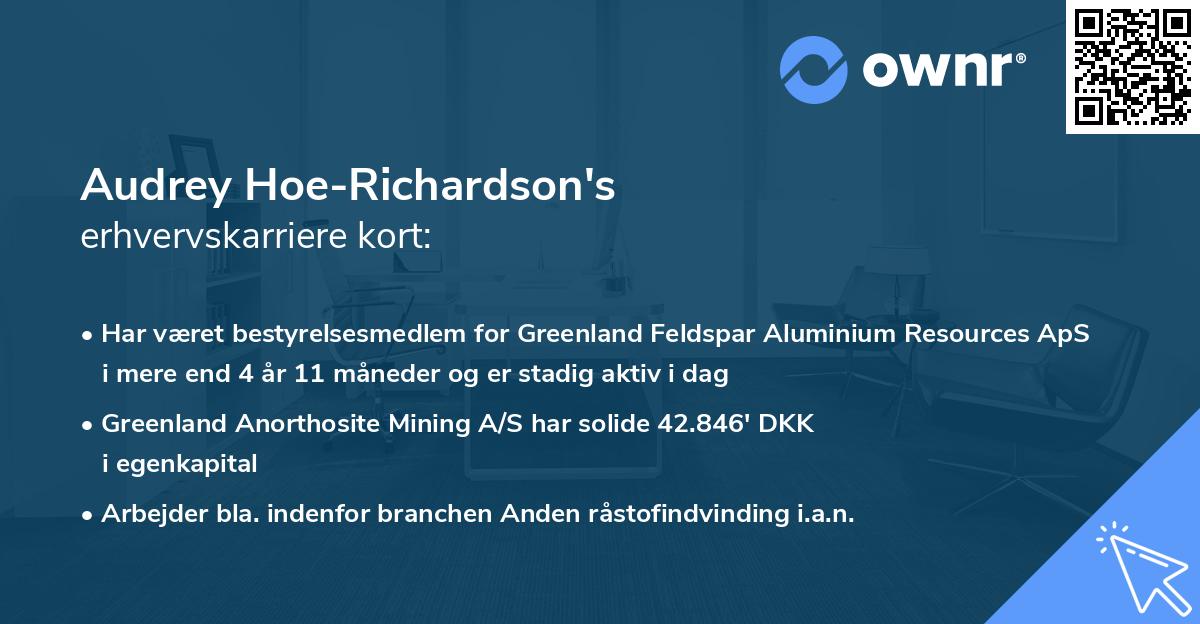 Audrey Hoe-Richardson's erhvervskarriere kort