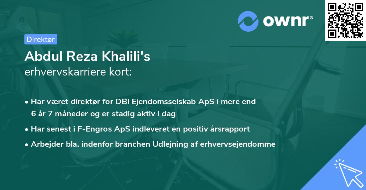 Abdul Reza Khalili's erhvervskarriere kort