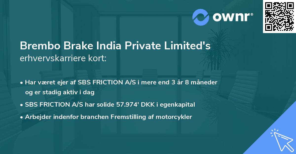 Brembo Brake India Private Limited's erhvervskarriere kort