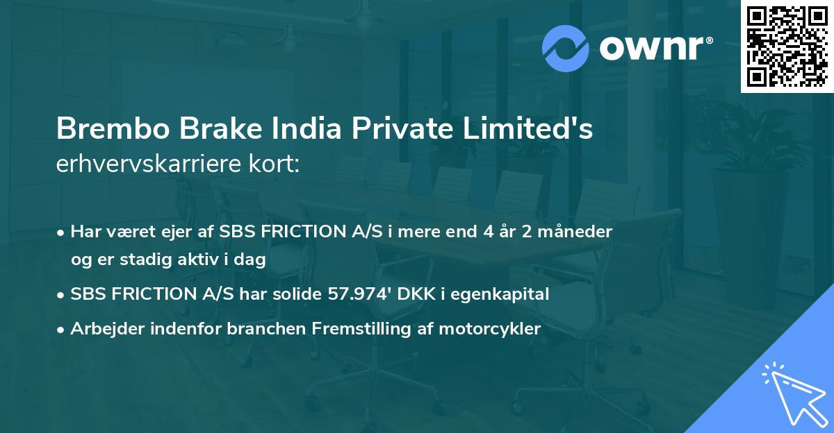 Brembo Brake India Private Limited's erhvervskarriere kort