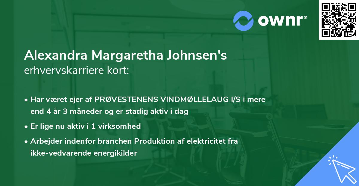 Alexandra Margaretha Johnsen's erhvervskarriere kort