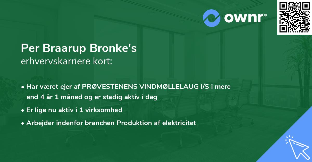 Per Braarup Bronke's erhvervskarriere kort