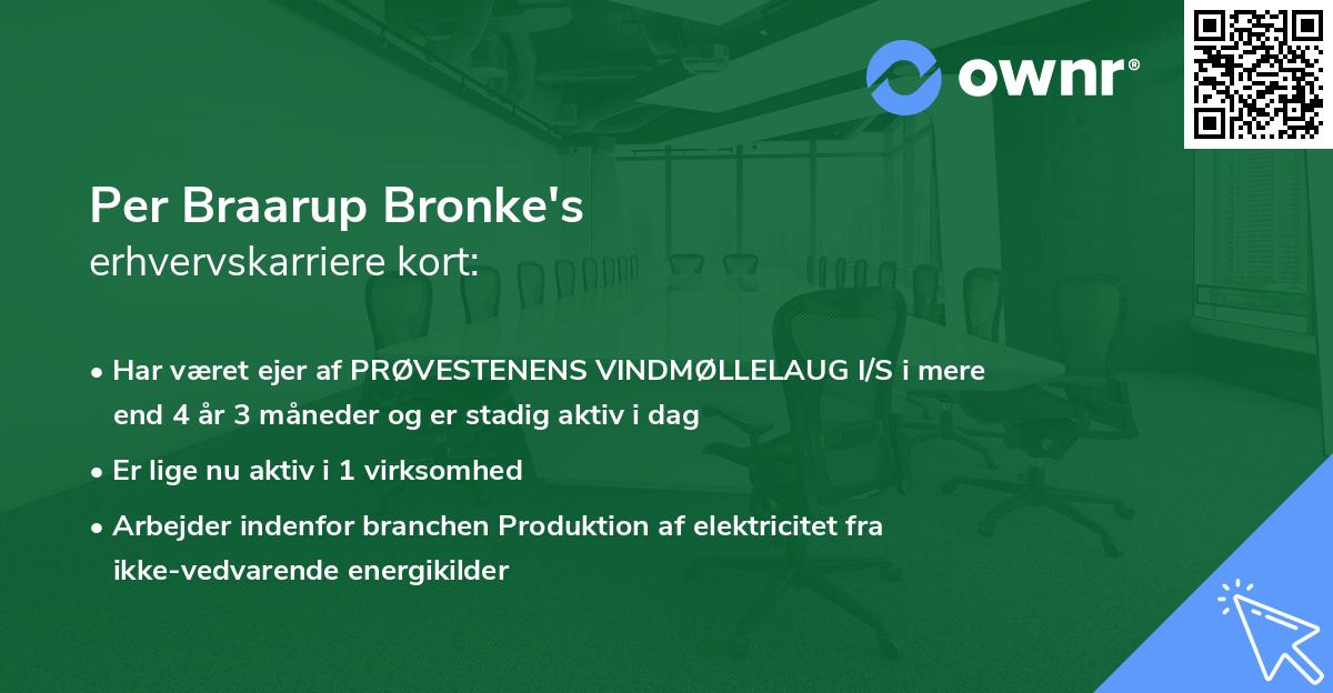 Per Braarup Bronke's erhvervskarriere kort