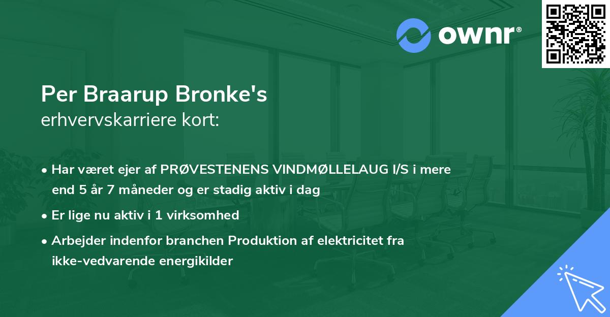 Per Braarup Bronke's erhvervskarriere kort