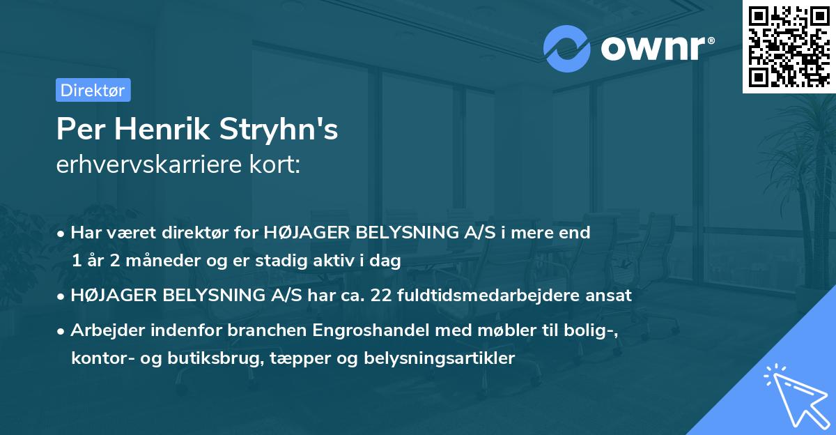 Per Henrik Stryhn's erhvervskarriere kort