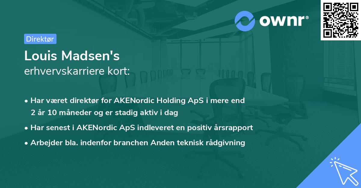 Louis Madsen's erhvervskarriere kort