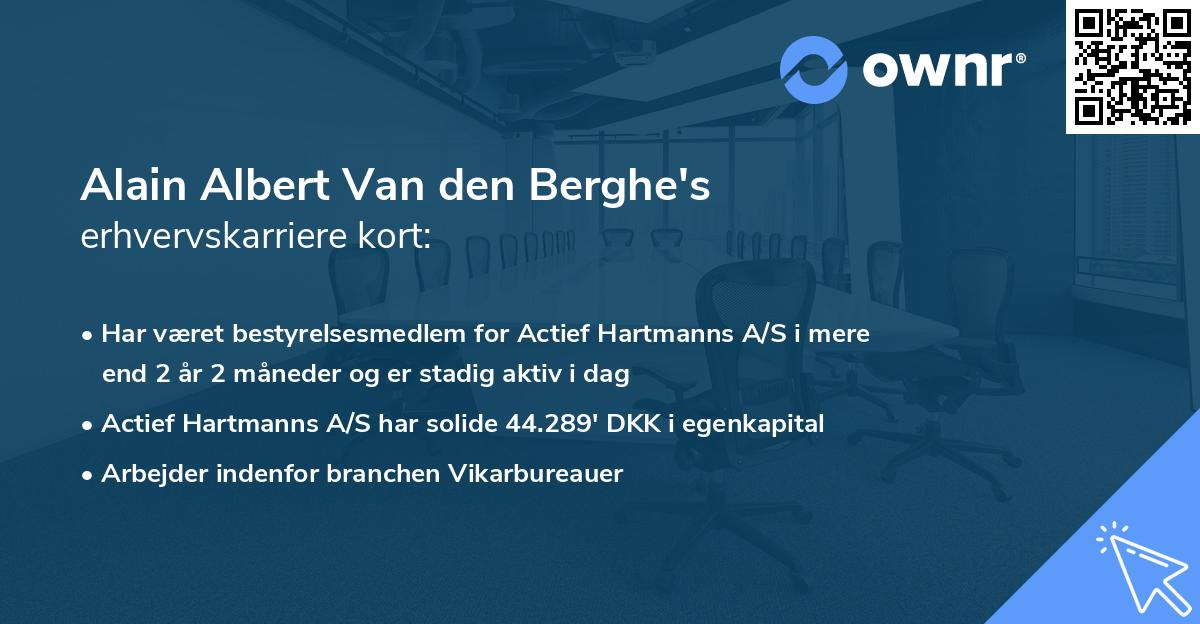 Alain Albert Van den Berghe's erhvervskarriere kort