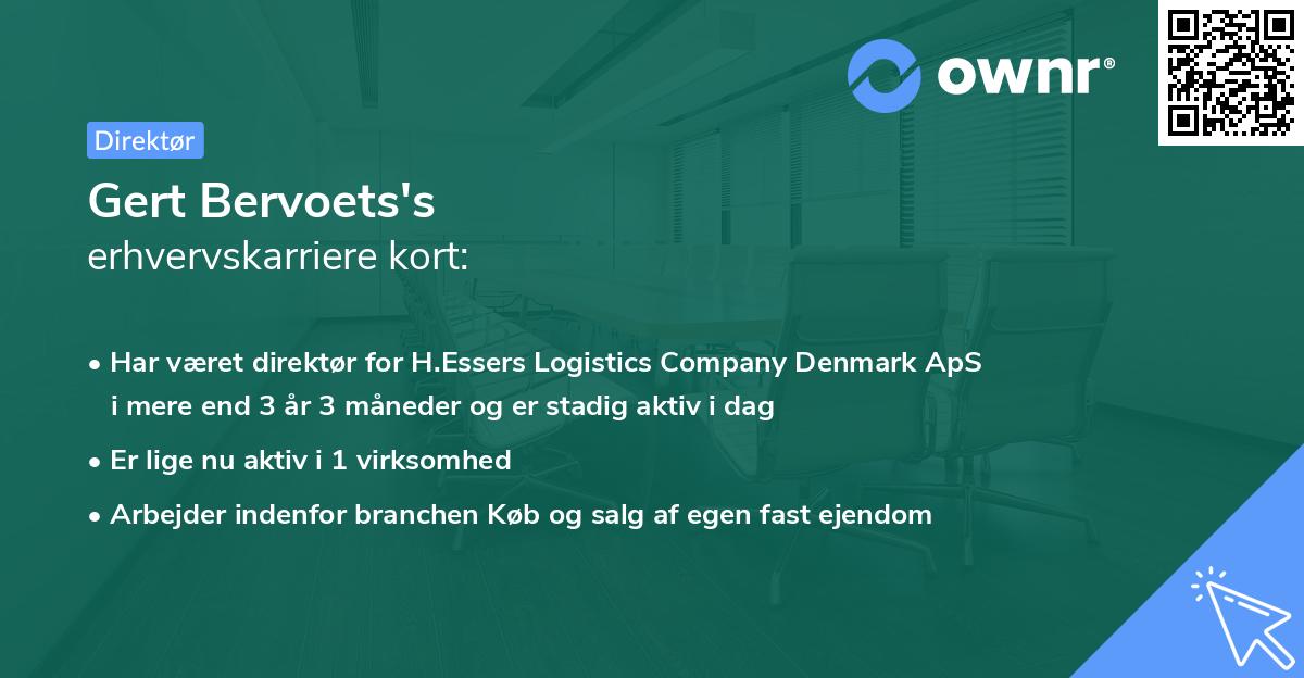 Gert Bervoets's erhvervskarriere kort
