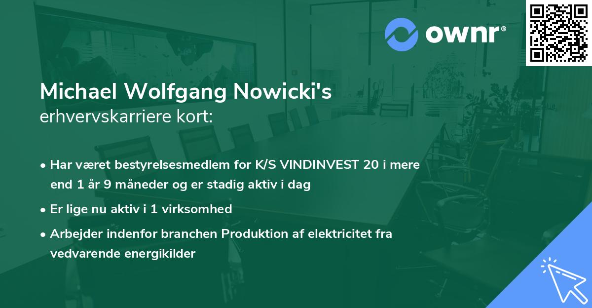 Michael Wolfgang Nowicki's erhvervskarriere kort