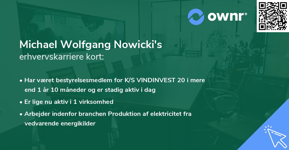 Michael Wolfgang Nowicki's erhvervskarriere kort