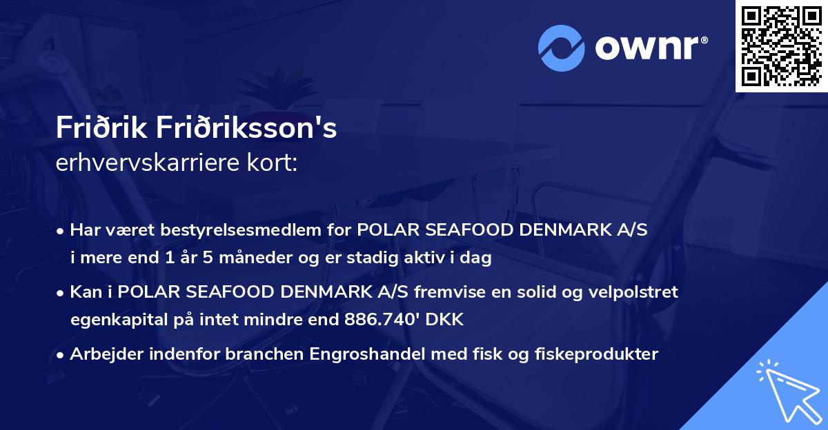 Friðrik Friðriksson's erhvervskarriere kort