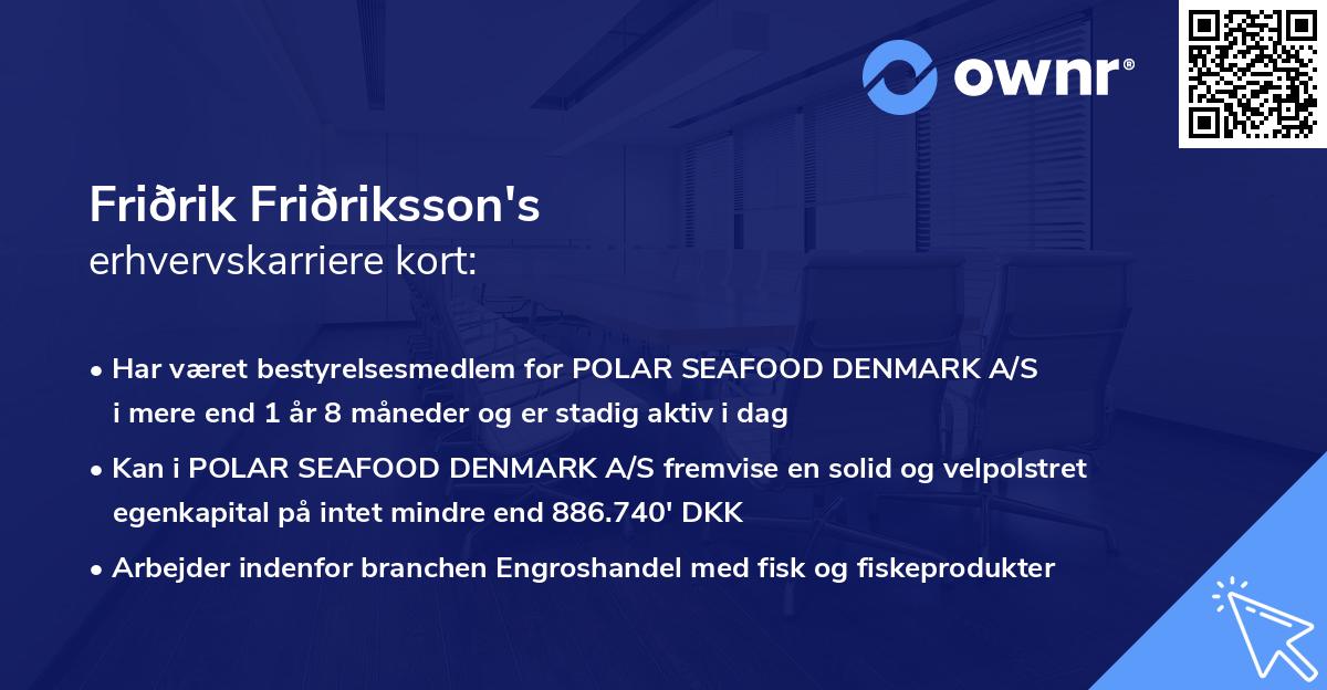 Friðrik Friðriksson's erhvervskarriere kort