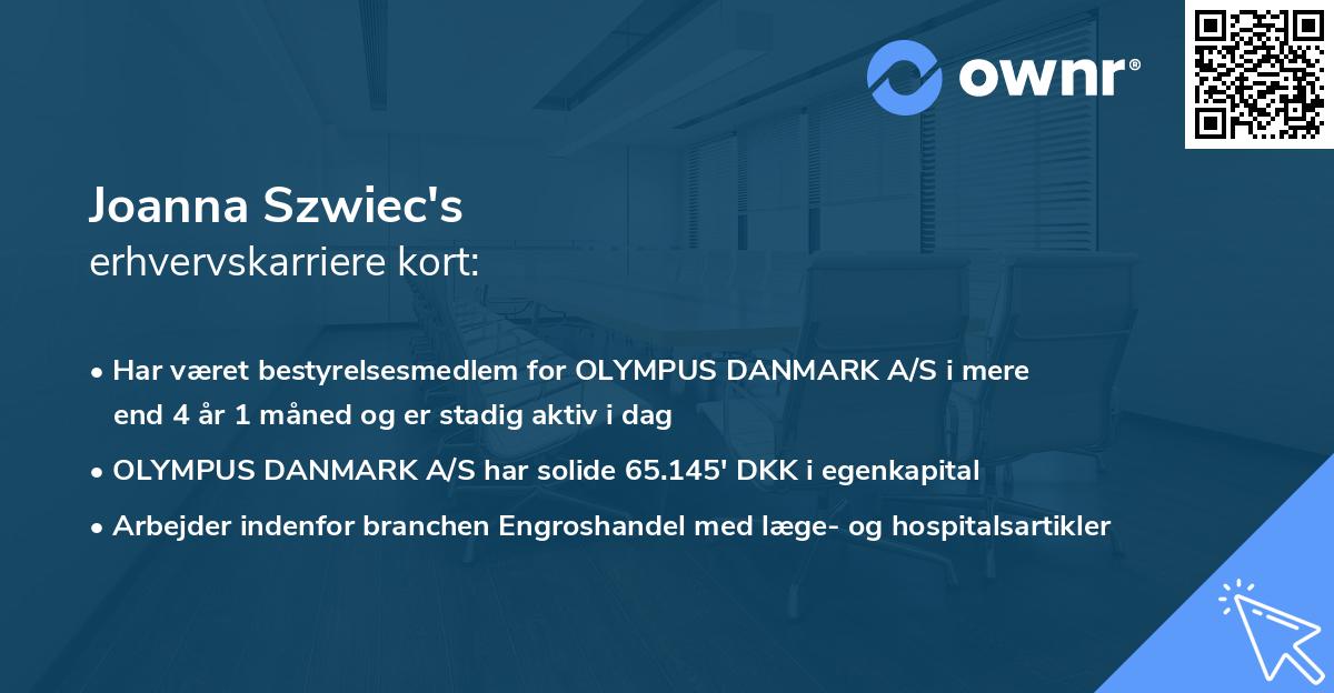 Joanna Szwiec's erhvervskarriere kort