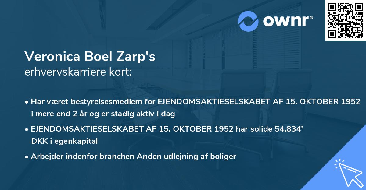 Veronica Boel Zarp's erhvervskarriere kort