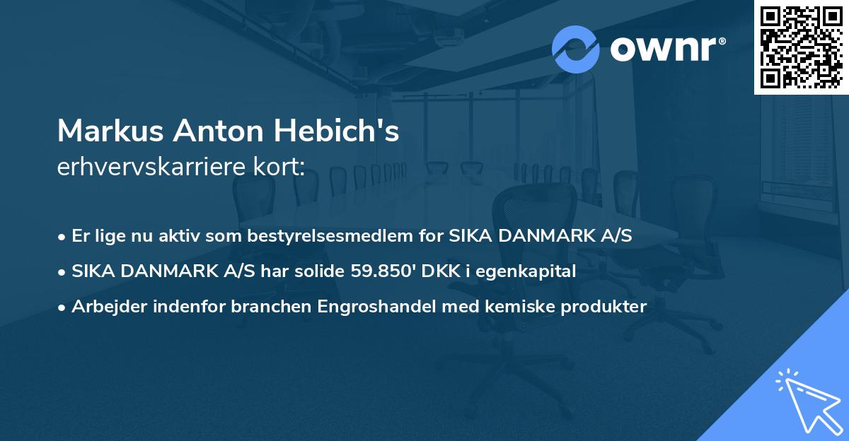 Markus Anton Hebich's erhvervskarriere kort