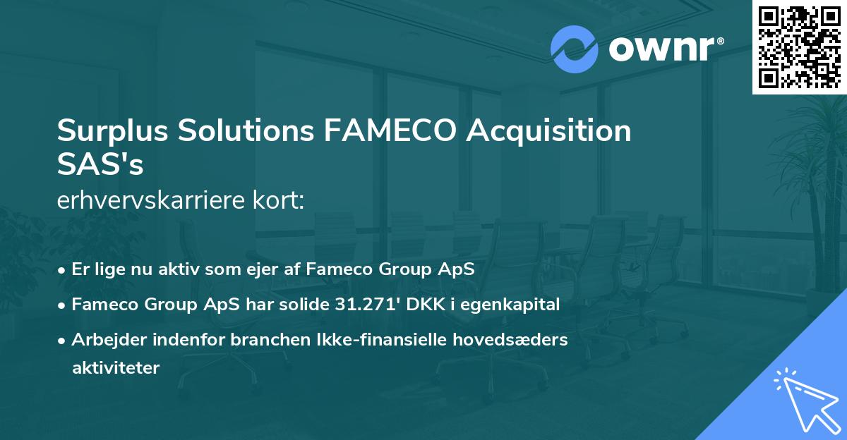 Surplus Solutions FAMECO Acquisition SAS's erhvervskarriere kort