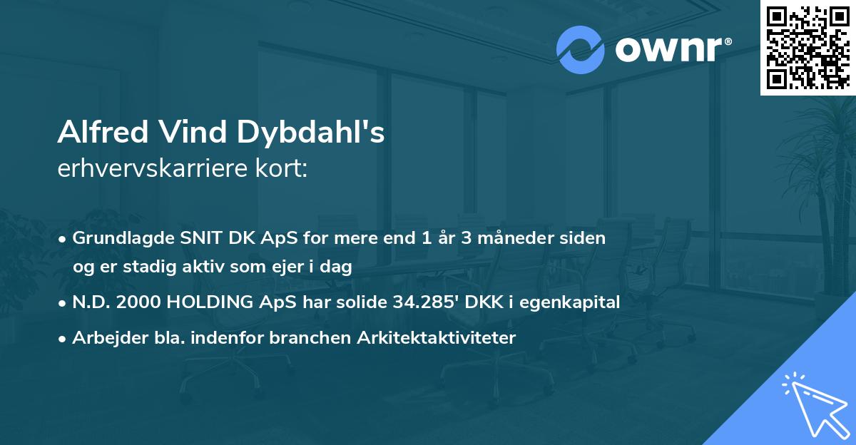 Alfred Vind Dybdahl's erhvervskarriere kort