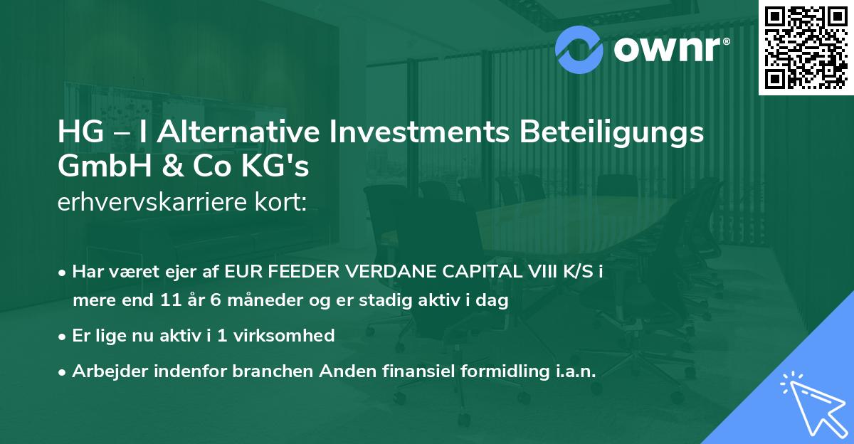 HG – I Alternative Investments Beteiligungs GmbH & Co KG's erhvervskarriere kort