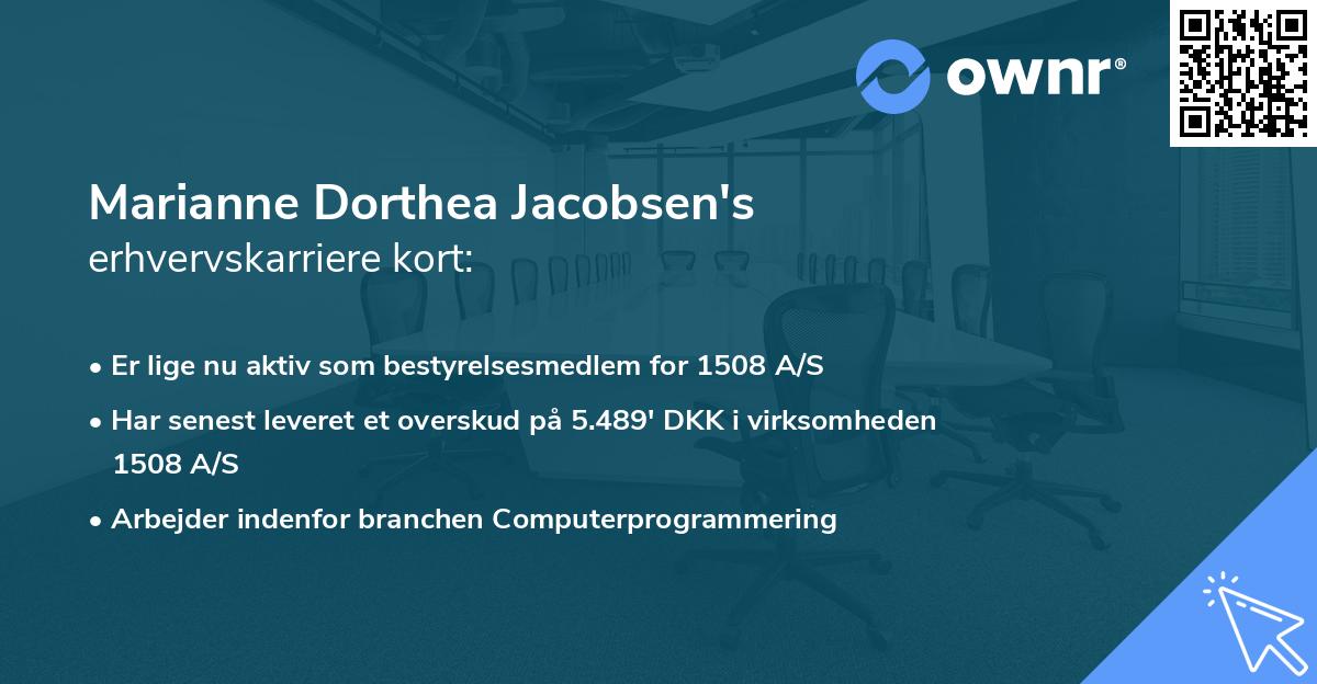 Marianne Dorthea Jacobsen's erhvervskarriere kort