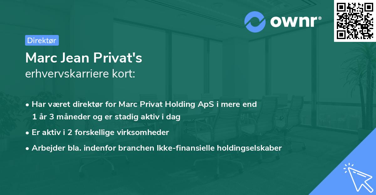 Marc Jean Privat's erhvervskarriere kort