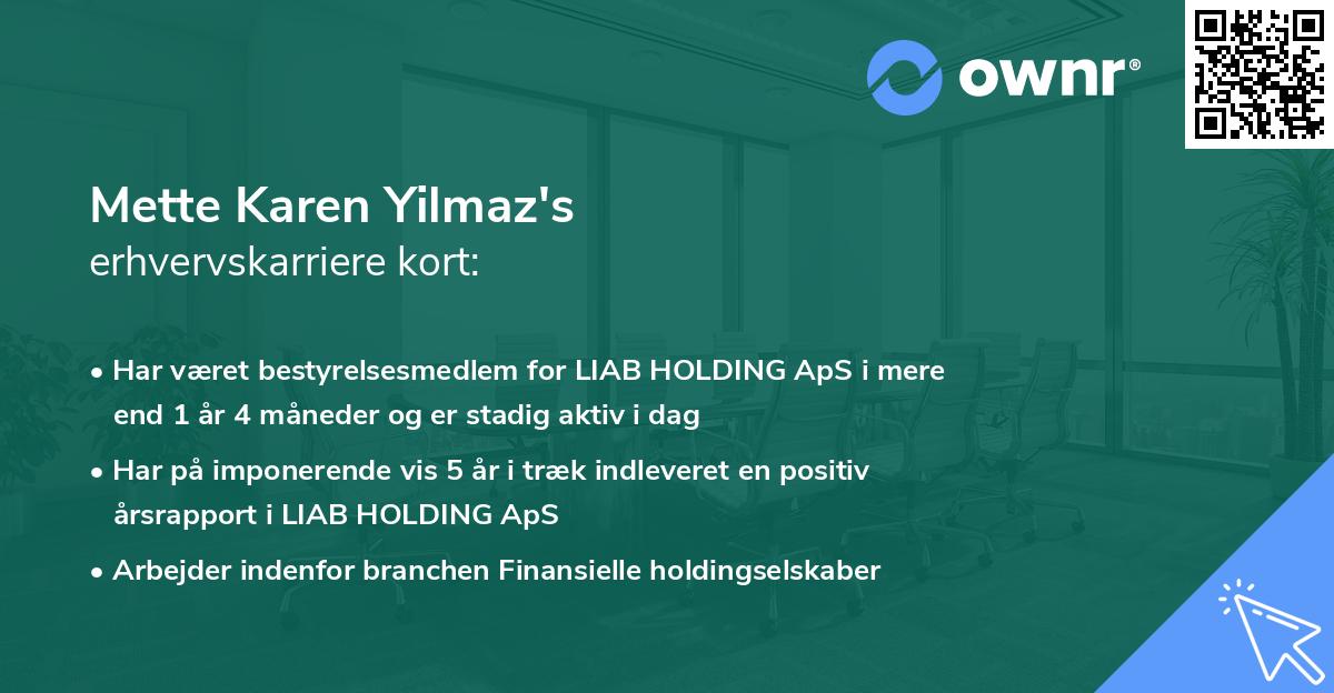 Mette Karen Yilmaz's erhvervskarriere kort