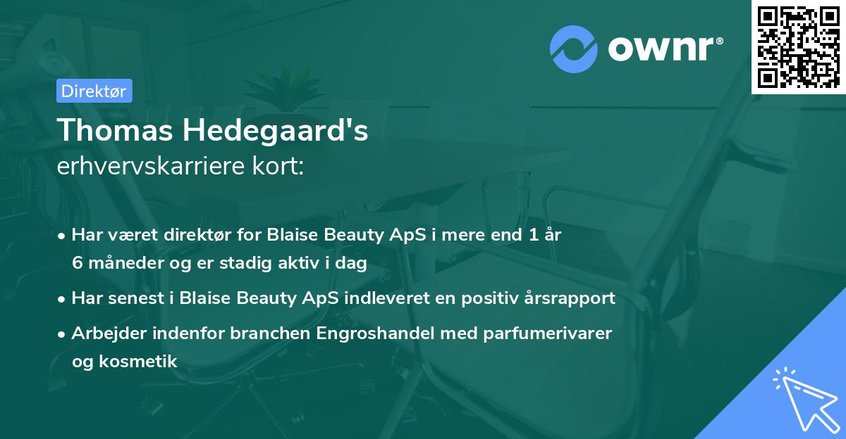 Thomas Hedegaard's erhvervskarriere kort