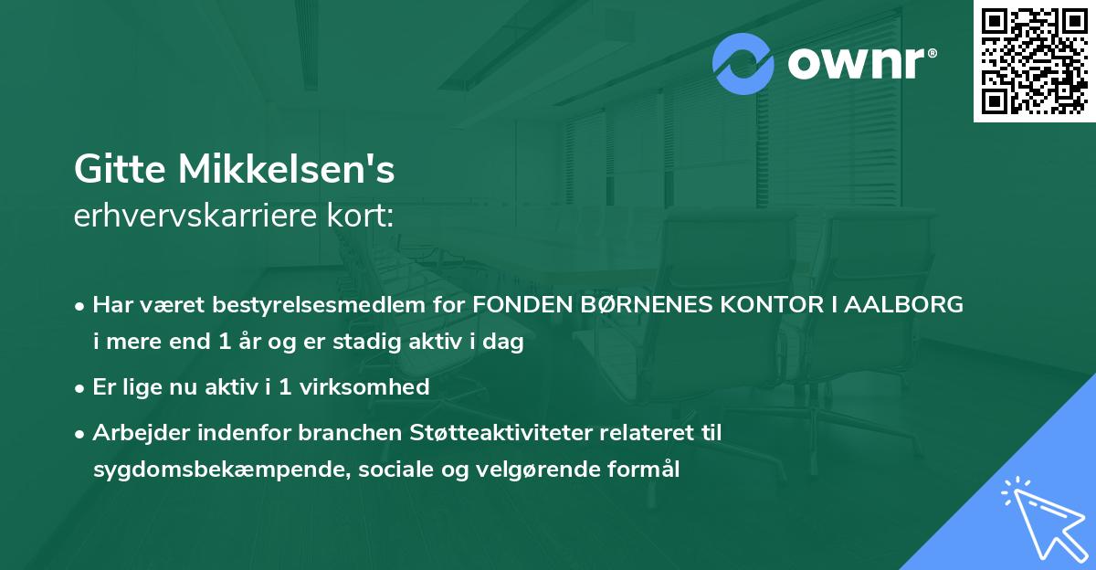 Gitte Mikkelsen's erhvervskarriere kort