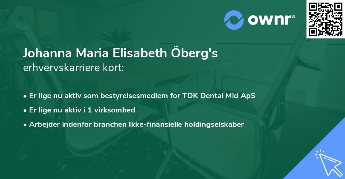 Johanna Maria Elisabeth Öberg's erhvervskarriere kort