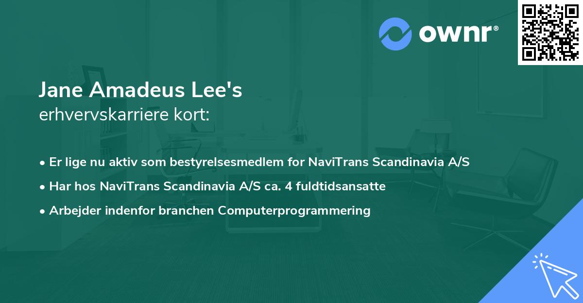 Jane Amadeus Lee's erhvervskarriere kort