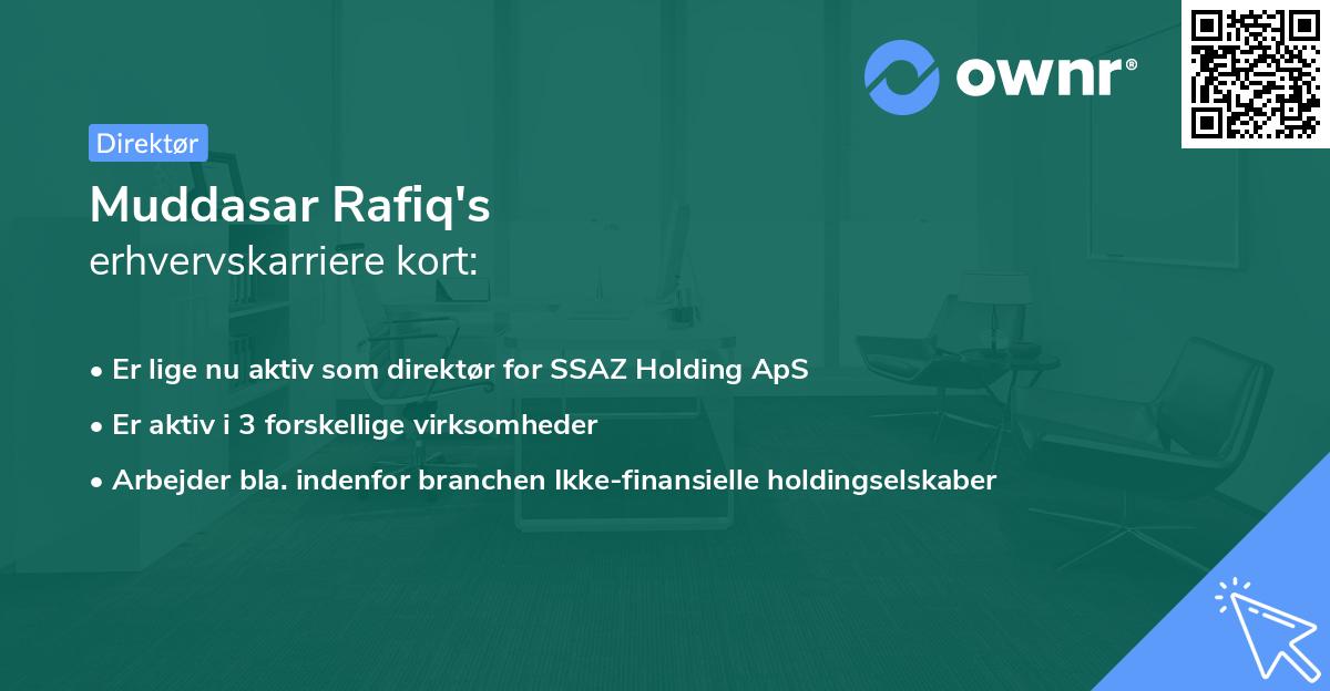 Muddasar Rafiq's erhvervskarriere kort