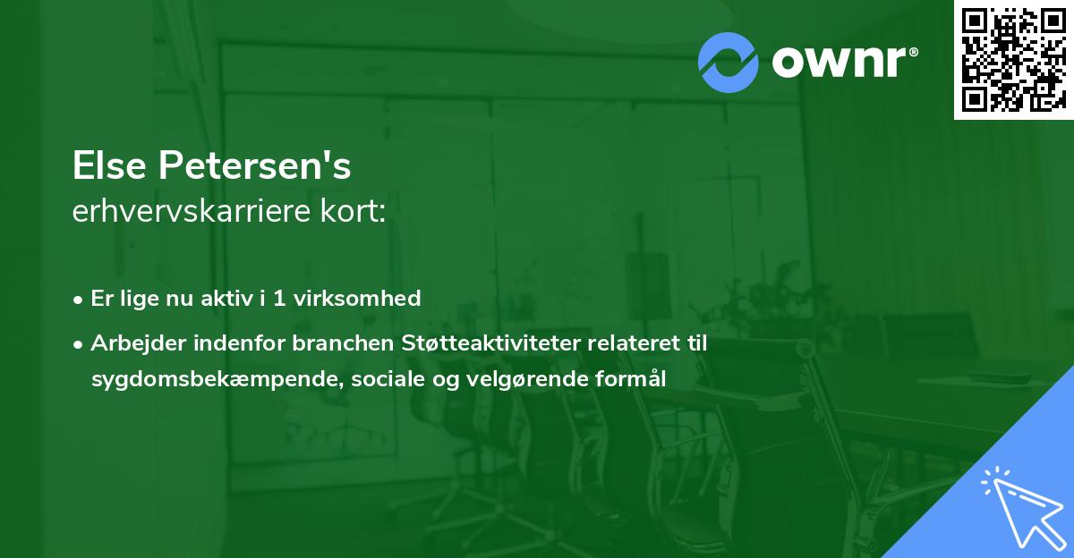 Else Petersen's erhvervskarriere kort