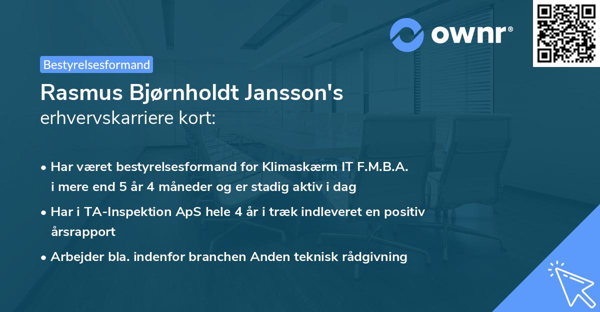 Rasmus Bjørnholdt Jansson's erhvervskarriere kort