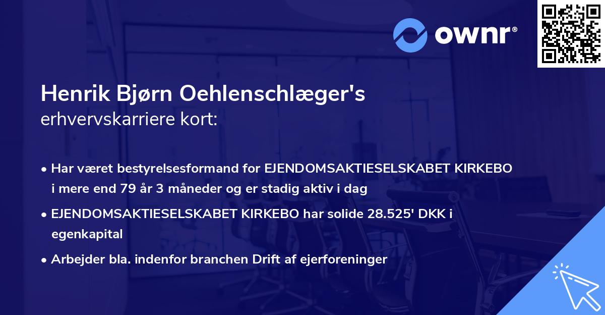 Henrik Bjørn Oehlenschlæger's erhvervskarriere kort
