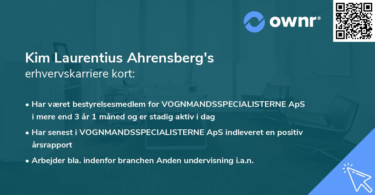 Kim Laurentius Ahrensberg's erhvervskarriere kort