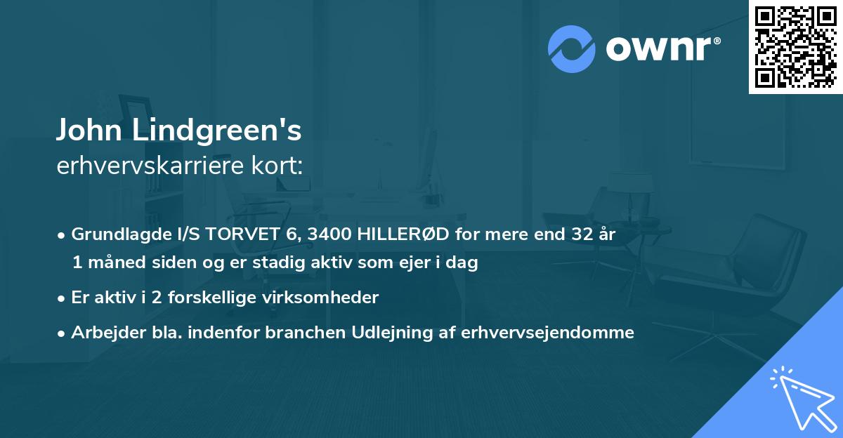 John Lindgreen's erhvervskarriere kort
