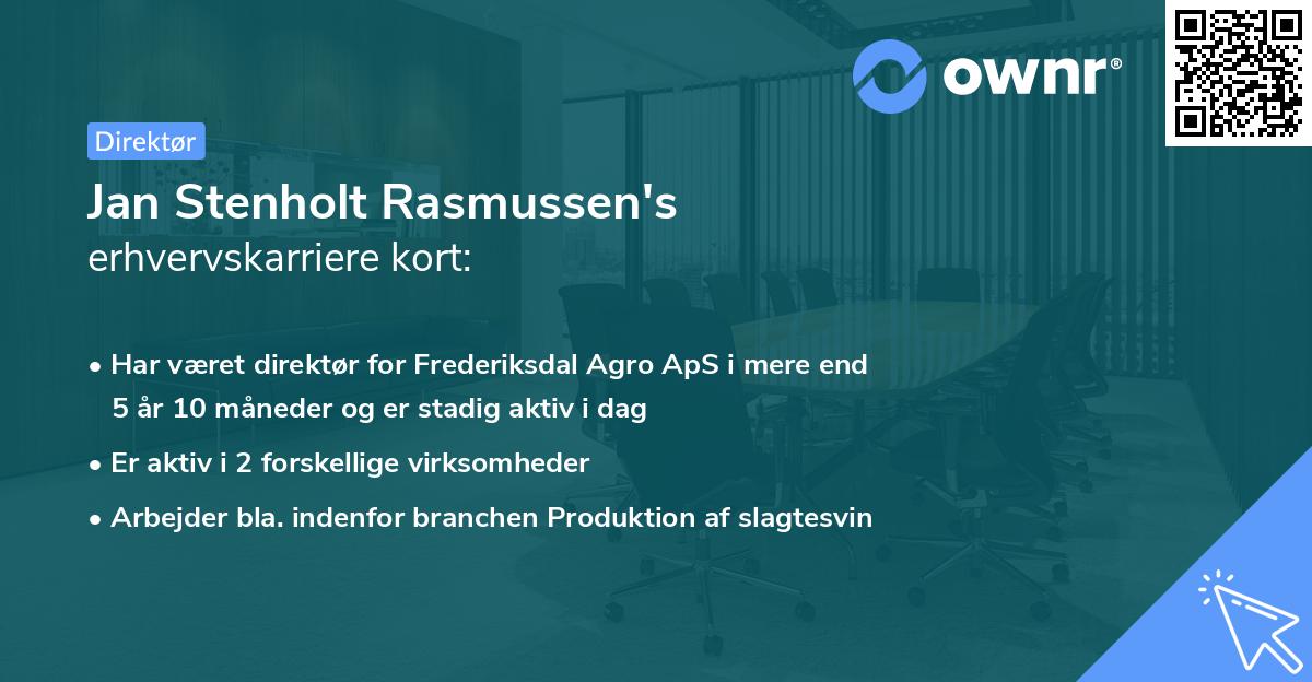 Jan Stenholt Rasmussen's erhvervskarriere kort