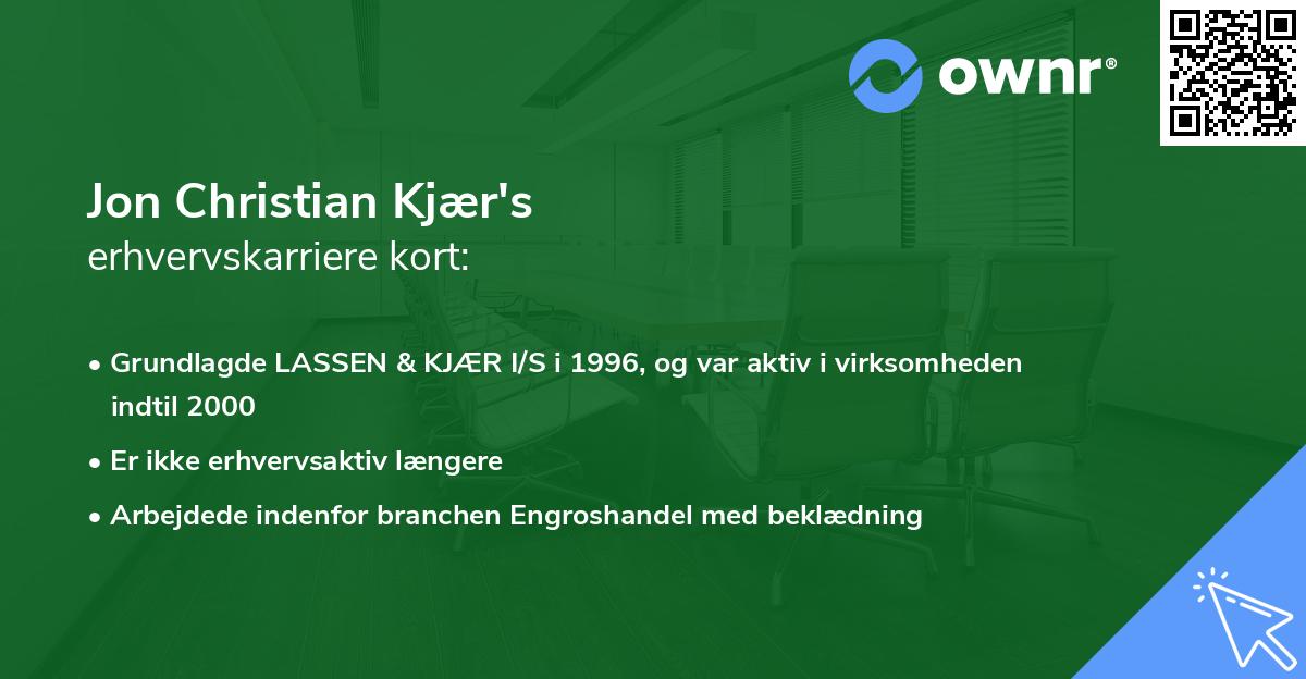 Jon Christian Kjær's erhvervskarriere kort