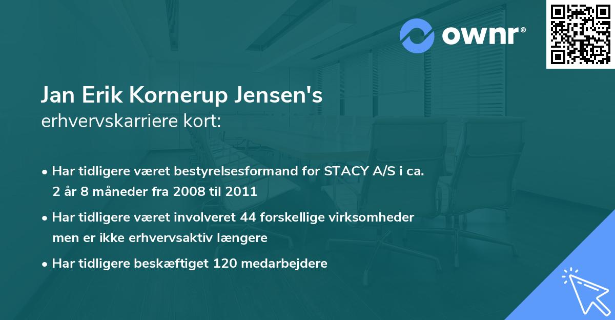 Jan Erik Kornerup Jensen's erhvervskarriere kort