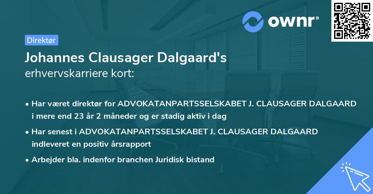 Johannes Clausager Dalgaard's erhvervskarriere kort