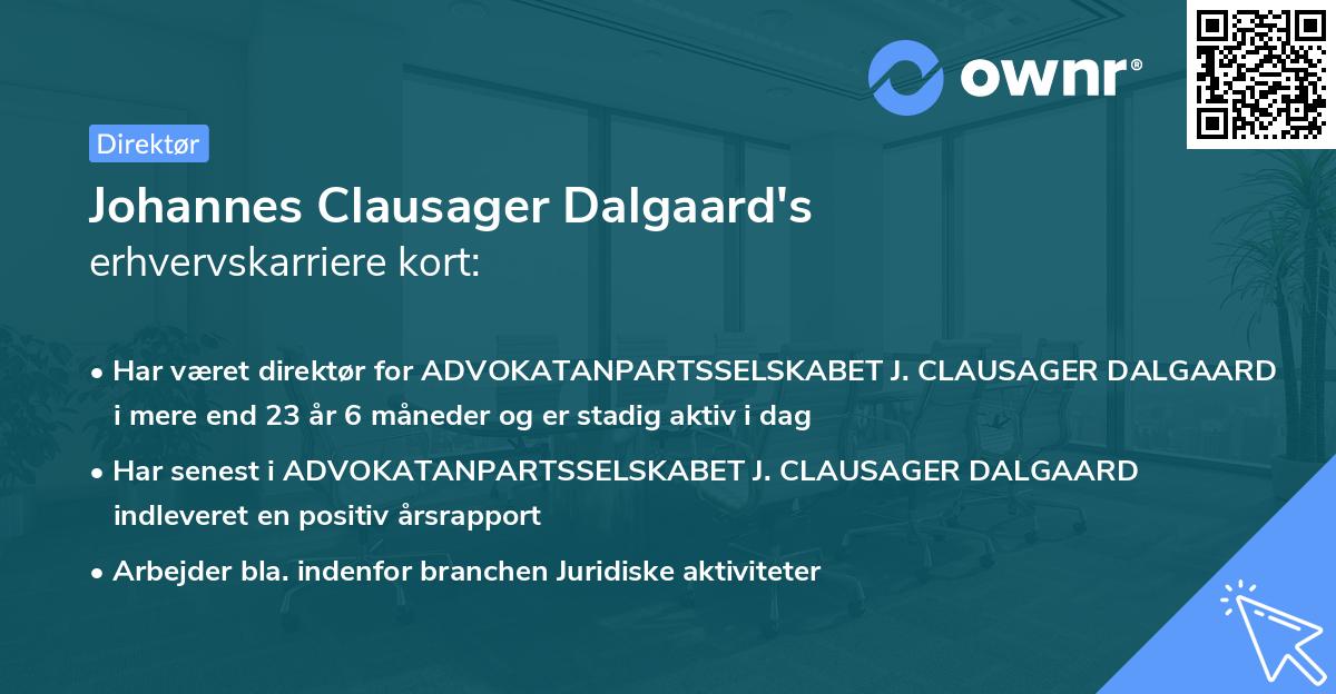 Johannes Clausager Dalgaard's erhvervskarriere kort